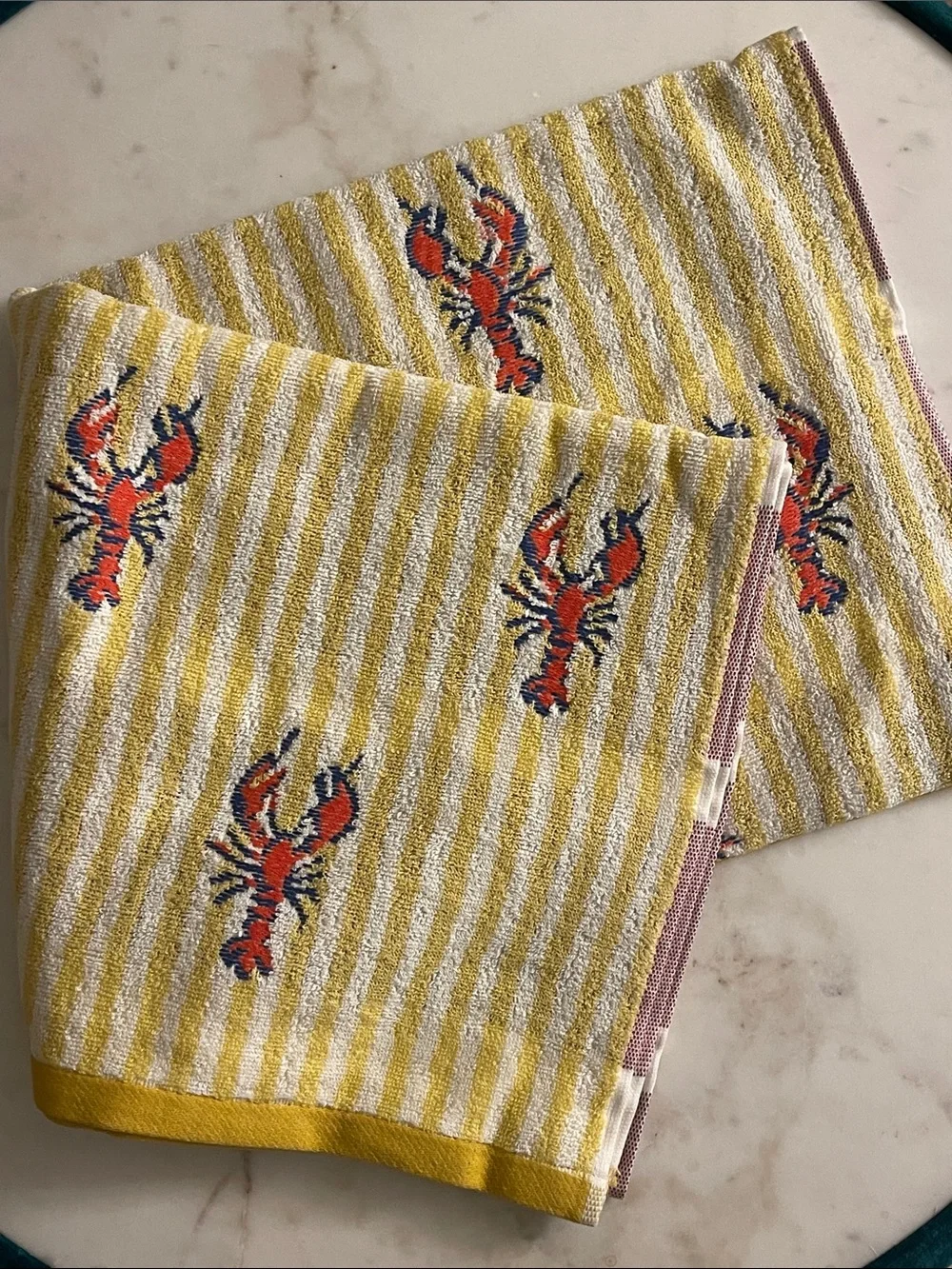 Lobster Icon Stripe Cotton Towel Collection from Anthropologie